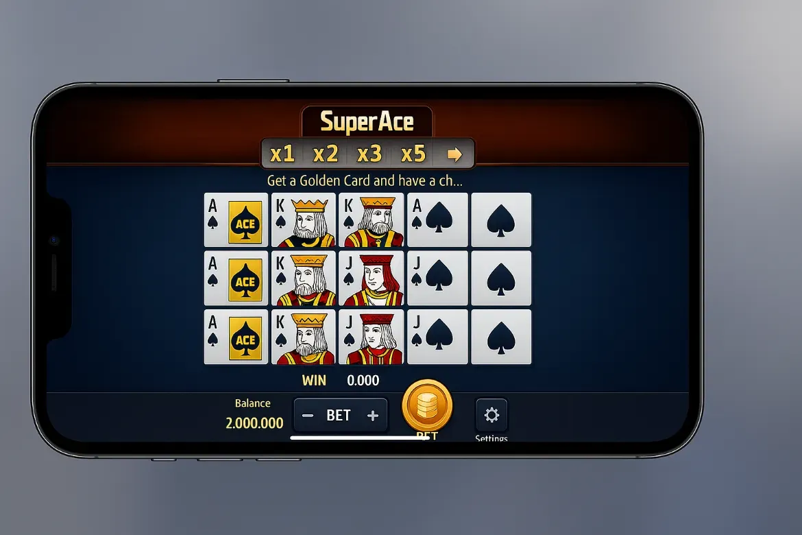 Super Ace game board on mobile with Play For Free overlay